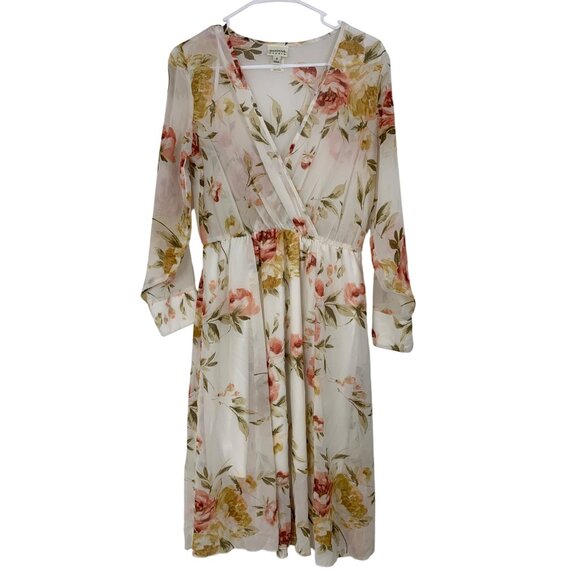 En Focus Studio Floral Chiffon Summer Floral Dress Size 4 Long Sleeve RAA10437 - Picture 9 of 9